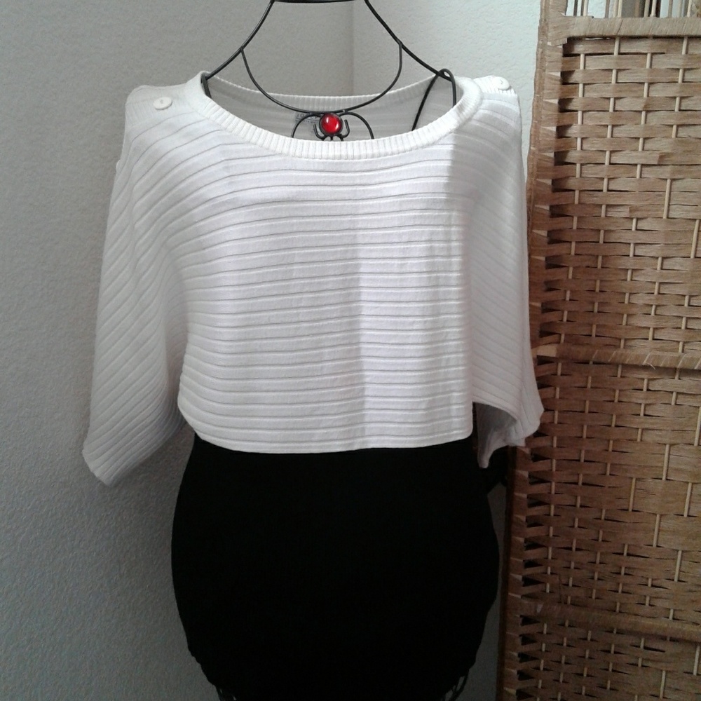 Two-tone black and white sweater
